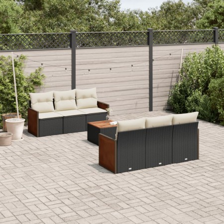Set de comedor de jardín 7 pzas y cojines ratán sintético negro de , Conjuntos de jardín - Ref: Foro24-3227470, Precio: 414,2...