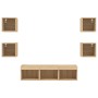 Muebles TV pared con LED 7 pzas madera ingeniería roble Sonoma en Muebles TV | Comprar online en Foru.es