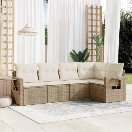 Juego de sofás jardín con cojines 5 pzas ratán sintético beige de , Conjuntos de jardín - Ref: Foro24-3252465, Precio: 401,89...