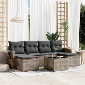 Set de sofás de jardín 7 piezas con cojines ratán PE gris de , Conjuntos de jardín - Ref: Foro24-3252867, Precio: 414,67 €, D...
