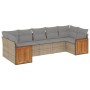 Set sofás de jardín 7 piezas y cojines ratán sintético beige de , Conjuntos de jardín - Ref: Foro24-3227949, Precio: 457,85 €...