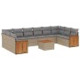 Set de sofás de jardín 11pzas con cojines ratán sintético beige de , Conjuntos de jardín - Ref: Foro24-3228012, Precio: 658,9...