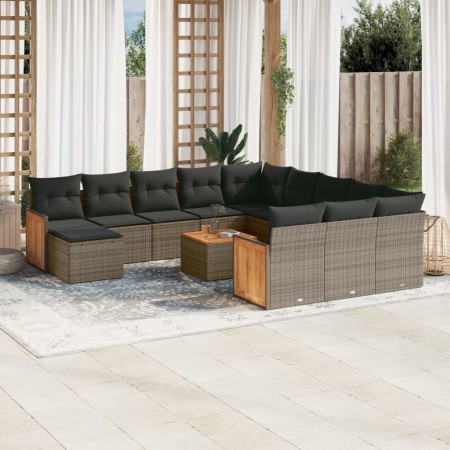 Set sofás de jardín con cojines 13 piezas ratán sintético gris de , Conjuntos de jardín - Ref: Foro24-3228272, Precio: 781,12...