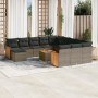 Set sofás de jardín con cojines 13 piezas ratán sintético gris de , Conjuntos de jardín - Ref: Foro24-3228272, Precio: 781,12...