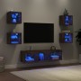 Muebles TV pared con LED 7 pzas madera ingeniería roble ahumado en Muebles TV | Comprar online en Foru.es