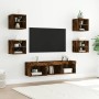 Muebles TV pared con LED 7 pzas madera ingeniería roble ahumado en Muebles TV | Comprar online en Foru.es