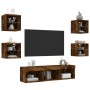 Muebles TV pared con LED 7 pzas madera ingeniería roble ahumado en Muebles TV | Comprar online en Foru.es