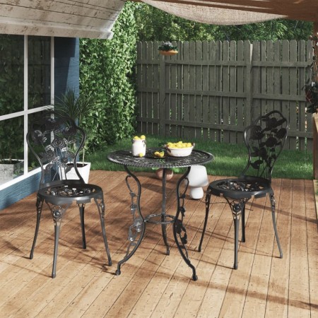Mesa y sillas de bistró 3 piezas aluminio fundido negro de , Conjuntos de jardín - Ref: Foro24-317739, Precio: 190,45 €, Desc...
