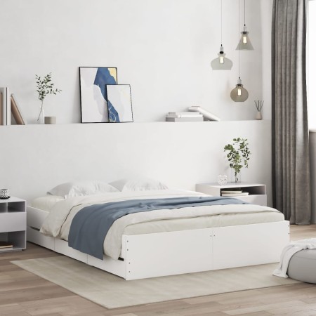 Estructura de cama madera de ingeniería blanco 150x200 cm de , Camas y somieres - Ref: Foro24-3207266, Precio: 163,58 €, Desc...