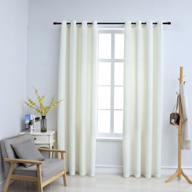 Cortinas opacas con anillas 2 pzas terciopelo crema 140x245 cm de vidaXL, Cortinas y visillos - Ref: Foro24-134514, Precio: 4...