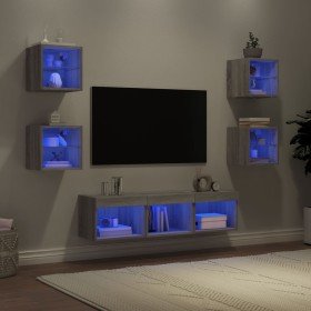 Muebles TV pared con LED 7 pzas madera ingeniería gris Sonoma en Muebles TV | Comprar online en Foru.es