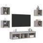 Muebles TV pared con LED 7 pzas madera ingeniería gris Sonoma en Muebles TV | Comprar online en Foru.es