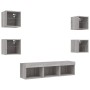 Muebles TV pared con LED 7 pzas madera ingeniería gris Sonoma en Muebles TV | Comprar online en Foru.es