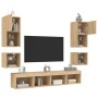 Muebles TV pared con LED 8 pzas madera ingeniería roble Sonoma en Muebles TV | Comprar online en Foru.es