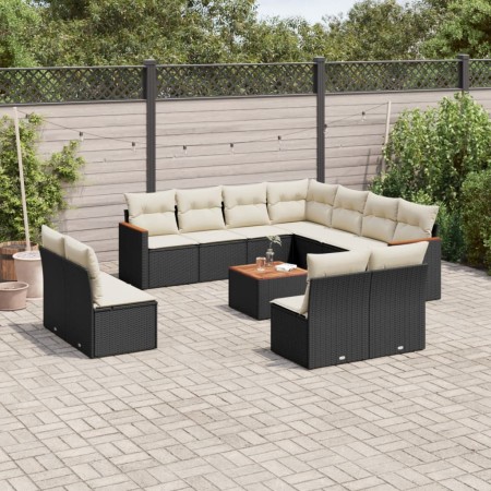 Set de sofás de jardín 12 piezas cojines ratán sintético negro de , Conjuntos de jardín - Ref: Foro24-3258493, Precio: 650,29...