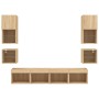 Muebles TV pared con LED 8 pzas madera ingeniería roble Sonoma en Muebles TV | Comprar online en Foru.es