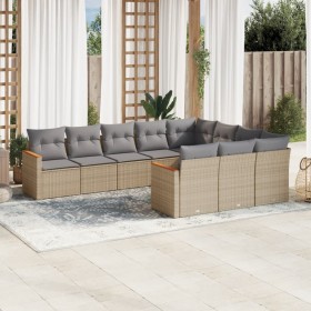 Juego de sofás jardín con cojines beige 10 pzas ratán sintético de , Conjuntos de jardín - Ref: Foro24-3258741, Precio: 624,0...