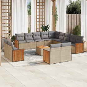 Set sofás de jardín 14 pzas con cojines ratán sintético beige de , Conjuntos de jardín - Ref: Foro24-3260617, Precio: 926,62 ...