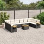 Set de sofás de jardín 11 pzas y cojines ratán sintético negro de , Conjuntos de jardín - Ref: Foro24-3259571, Precio: 643,57...