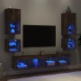 Muebles TV pared con LED 8 pzas madera ingeniería roble ahumado en Muebles TV | Comprar online en Foru.es
