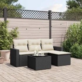 Set de muebles de jardín 5 pzas y cojines ratán sintético negro de , Conjuntos de jardín - Ref: Foro24-3218866, Precio: 283,5...