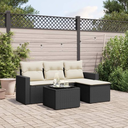 Set de muebles de jardín 5 pzas y cojines ratán sintético negro de , Conjuntos de jardín - Ref: Foro24-3218866, Precio: 273,7...