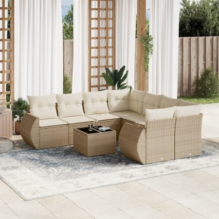 Set de sofás de jardín 9 pzas con cojines ratán sintético beige de , Conjuntos de jardín - Ref: Foro24-3221157, Precio: 626,8...