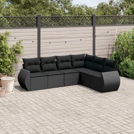Set de sofás de jardín 6 piezas y cojines ratán sintético negro de , Conjuntos de jardín - Ref: Foro24-3221404, Precio: 407,3...