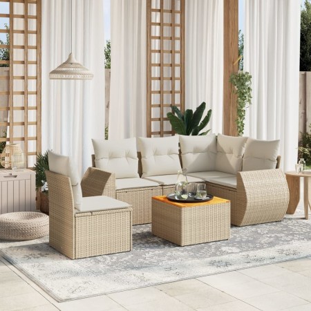 Juego de sofás jardín con cojines 6 pzas ratán sintético beige de , Conjuntos de jardín - Ref: Foro24-3225008, Precio: 423,37...