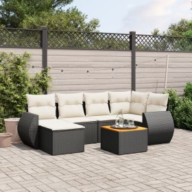 Set de comedor de jardín 7 pzas y cojines ratán sintético negro de , Conjuntos de jardín - Ref: Foro24-3225104, Precio: 403,0...