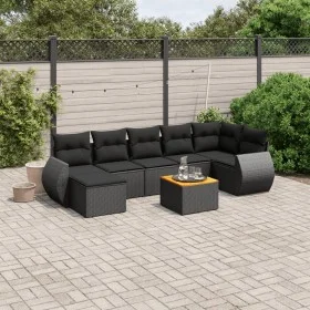 Set de sofás de jardín 8 piezas y cojines ratán sintético negro de , Conjuntos de jardín - Ref: Foro24-3225110, Precio: 524,0...