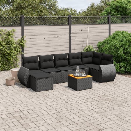 Set de sofás de jardín 8 piezas y cojines ratán sintético negro de , Conjuntos de jardín - Ref: Foro24-3225110, Precio: 492,0...
