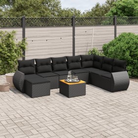 Set de sofás de jardín 8 piezas y cojines ratán sintético negro de , Conjuntos de jardín - Ref: Foro24-3225138, Precio: 551,6...