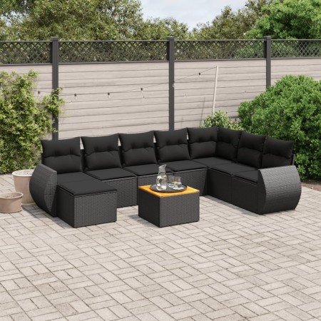 Set de sofás de jardín 8 piezas y cojines ratán sintético negro de , Conjuntos de jardín - Ref: Foro24-3225138, Precio: 551,6...