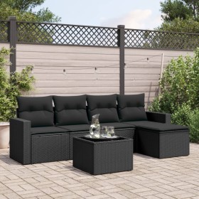 Set de sofás de jardín 6 piezas y cojines ratán sintético negro de , Conjuntos de jardín - Ref: Foro24-3218885, Precio: 346,3...