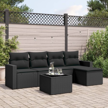 Set de sofás de jardín 6 piezas y cojines ratán sintético negro de , Conjuntos de jardín - Ref: Foro24-3218885, Precio: 346,3...