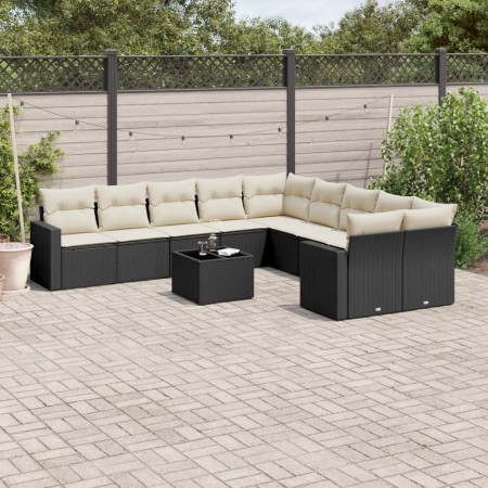 Set de sofás de jardín 11 pzas y cojines ratán sintético negro de , Conjuntos de jardín - Ref: Foro24-3219506, Precio: 600,08...