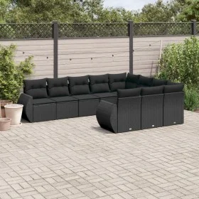 Garden sofa set 10 pieces with black synthetic rattan cushions by , Modular outdoor sofas - Ref: Foro24-3221884, Price: 690,8...