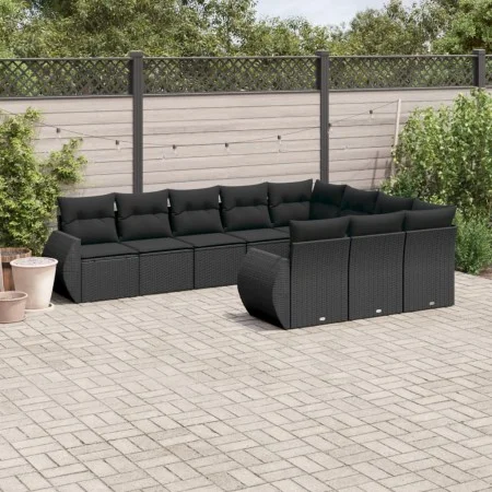 Garden sofa set 10 pieces with black synthetic rattan cushions by , Modular outdoor sofas - Ref: Foro24-3221884, Price: 690,8...