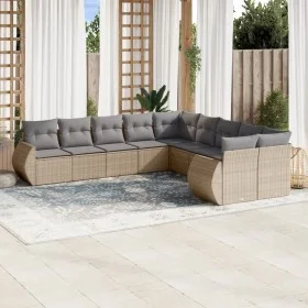 Garden sofa set with beige cushions 10 pieces synthetic rattan by , Modular outdoor sofas - Ref: Foro24-3221908, Price: 646,2...