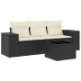 4-teilige Gartensofagarnitur mit schwarzen synthetischen Rattankissen von , Modulare Sofas für den Außenbereich - Ref: Foro24...