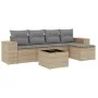 Garden sofa set with cushions 6 pieces beige synthetic rattan by , Modular outdoor sofas - Ref: Foro24-3222498, Price: 366,92...