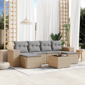 Set sofás de jardín 7 piezas y cojines ratán sintético beige de , Conjuntos de jardín - Ref: Foro24-3222928, Precio: 396,54 €...