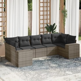 Set de sofás de jardín 7 piezas con cojines ratán PE gris de , Conjuntos de jardín - Ref: Foro24-3222989, Precio: 463,02 €, D...