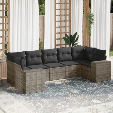 Set de sofás de jardín 7 piezas con cojines ratán PE gris de , Conjuntos de jardín - Ref: Foro24-3222989, Precio: 463,02 €, D...