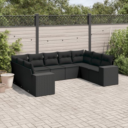 Set de sofás de jardín 8 piezas y cojines ratán sintético negro de , Conjuntos de jardín - Ref: Foro24-3222994, Precio: 604,8...
