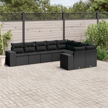 Set de sofás de jardín 8 piezas y cojines ratán sintético negro de , Conjuntos de jardín - Ref: Foro24-3223034, Precio: 604,8...