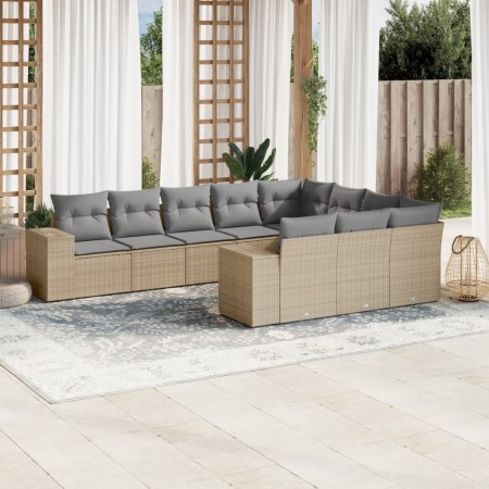 Juego de sofás jardín con cojines beige 10 pzas ratán sintético de , Conjuntos de jardín - Ref: Foro24-3223088, Precio: 643,3...