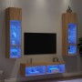 Muebles TV pared con LED 6 pzas madera ingeniería roble Sonoma en Muebles TV | Comprar online en Foru.es
