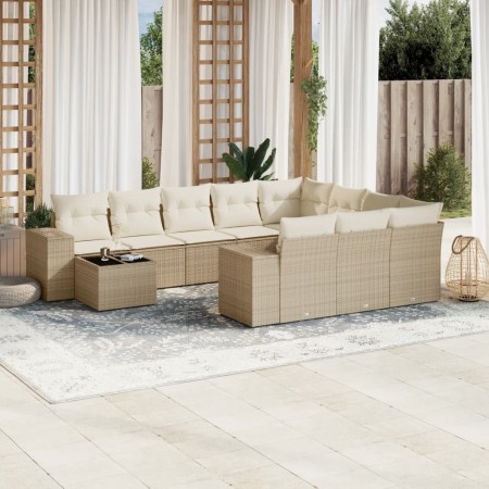 Set de sofás de jardín 11pzas con cojines ratán sintético beige de , Conjuntos de jardín - Ref: Foro24-3223127, Precio: 715,8...